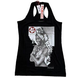 NWT Naomi Campbell for Fiorucci collab with i-D Magazine Racerback Tank Black S